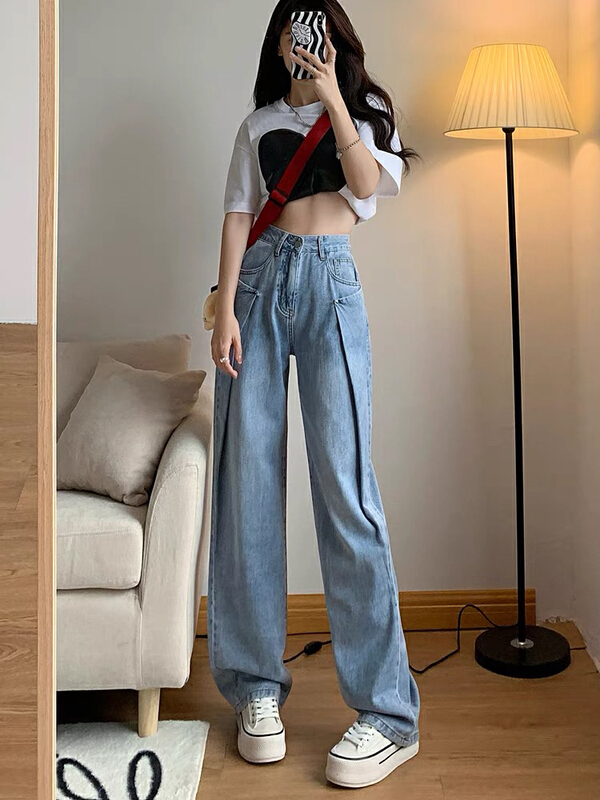 [jiajiatmmt Muli] design sense niche fashion high waist jeans 8712\l