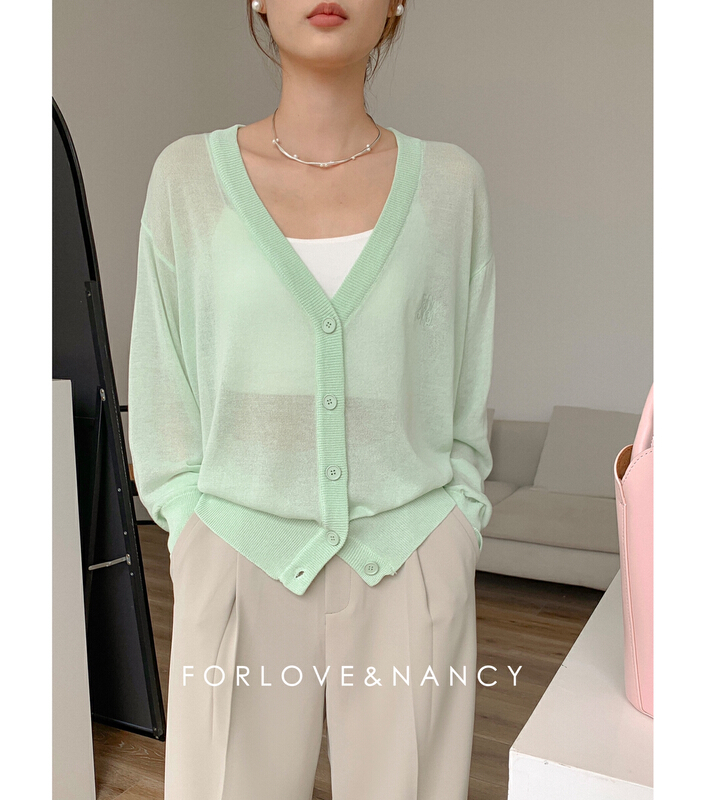 [FN] V-neck slim single breasted knitted cardigan nb2mb1332\cqw