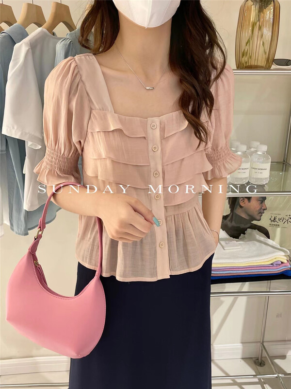 [Sunday morning] square collar sweet short shirt 9152\zjy