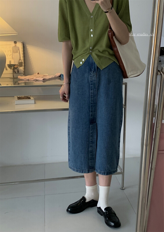 In early summer! [Zr] temperament versatile thin denim skirt 9655\xyy