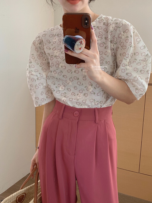 [your room] Korean version floret loose bubble sleeve shirt ys1-1161\zxx