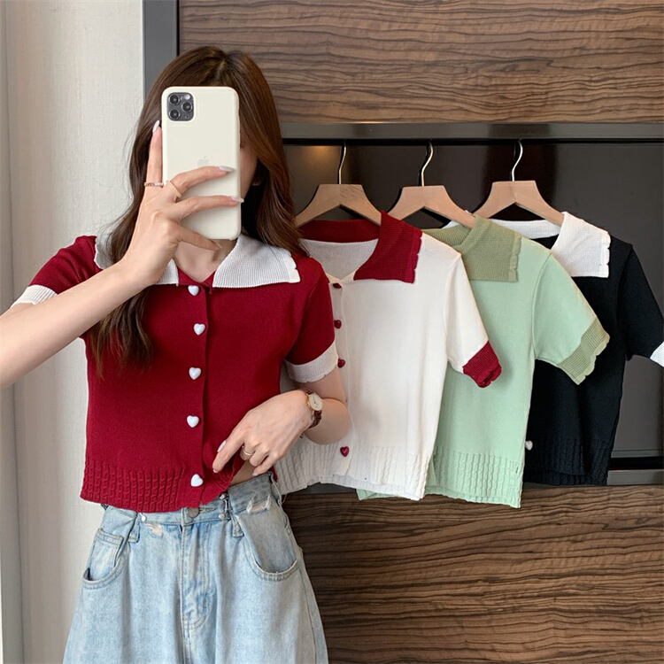 In early summer! [fat family (F.P)] doll neck temperament versatile knitted cardigan 25043-1\hbx