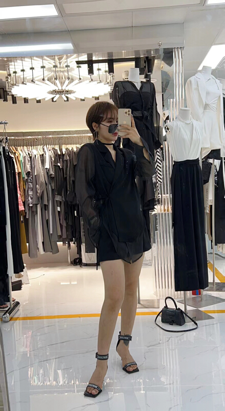 [semi plain] transparent stitching suit y763\zjy