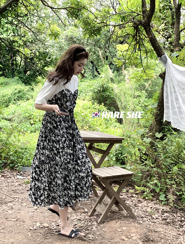 [rare she] Korean floral loose slim dress 5268\lsw
