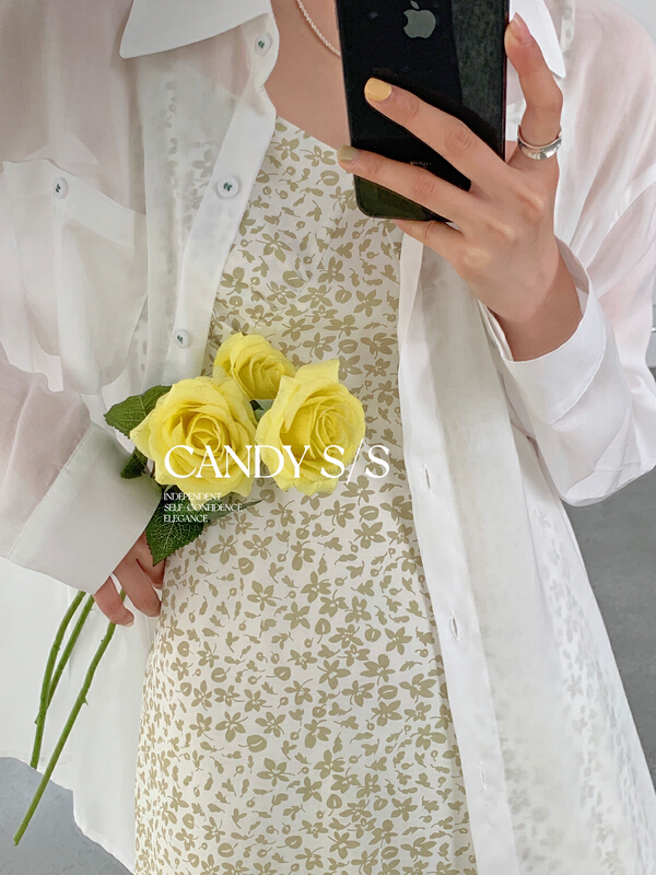 [candy] Korean version floral loose suspender dress (excluding external layering) a3036\\zsy