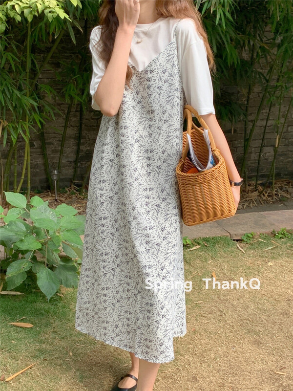 [thankq] Korean fresh broken flower suspender dress 22012 \zjy