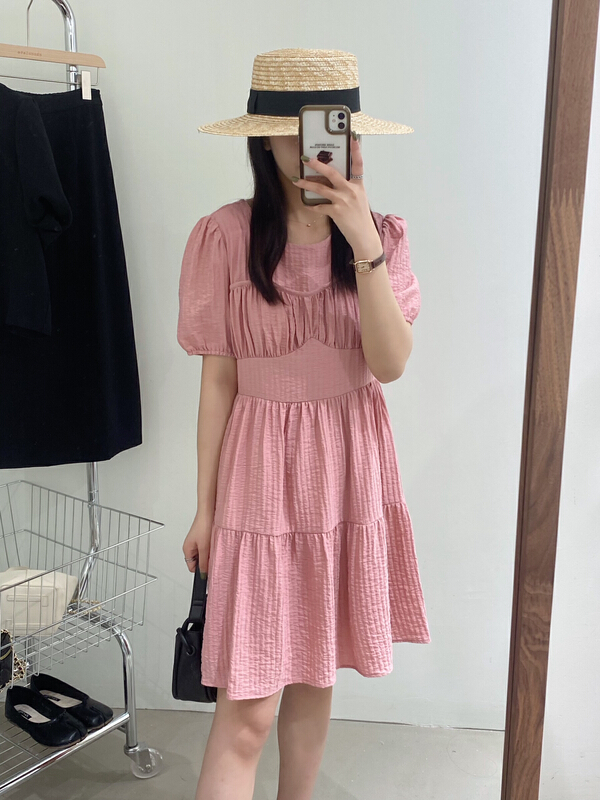 [chocolate] fresh and simple round neck short loose dress 28096\ll
