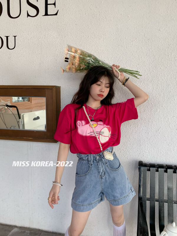 [Miss Korea] cartoon printed Casual Short Sleeve T-shirt 6812\hbx