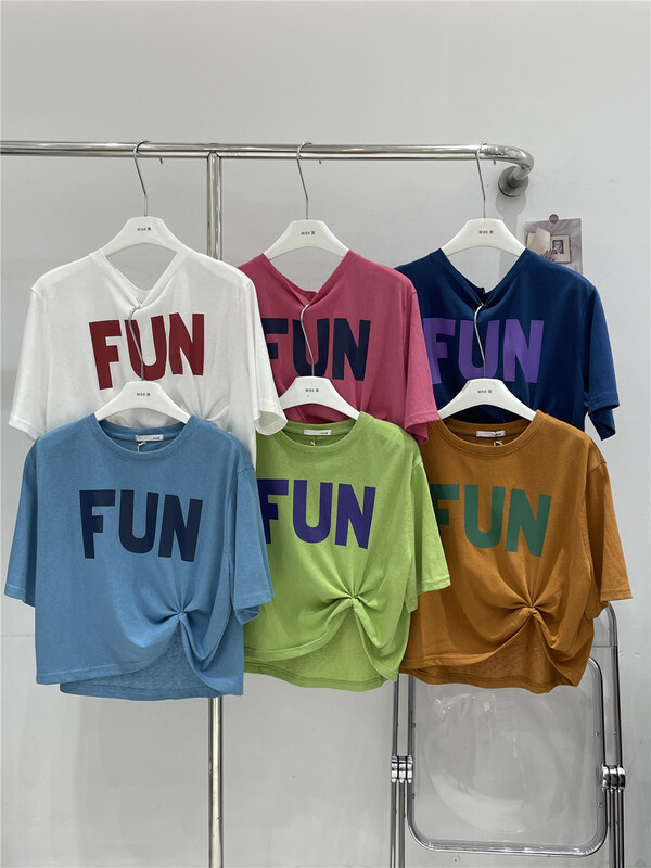 [Miss Jia] personalized letters loose short sleeve T-shirt 6676\xyy