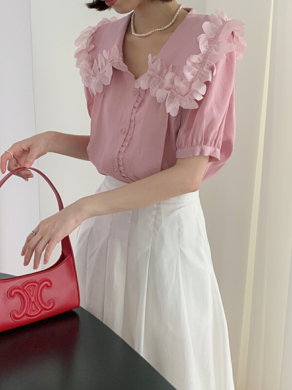 [new open] French Ruffle button up blouse fy22879\zxx