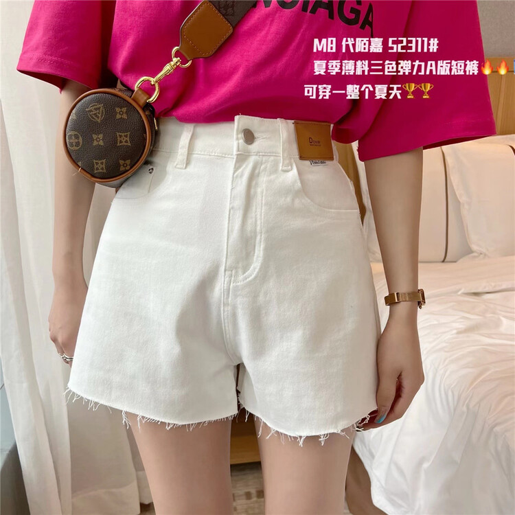 [M8 denim] Korean style personalized label thin denim shorts 52311\lsl
