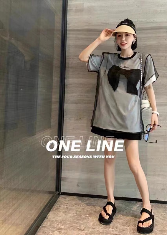 [pink Pinker] round neck fake two pieces of retro bowknot dress with design sense (decoration can not be removed) 82702\lsl