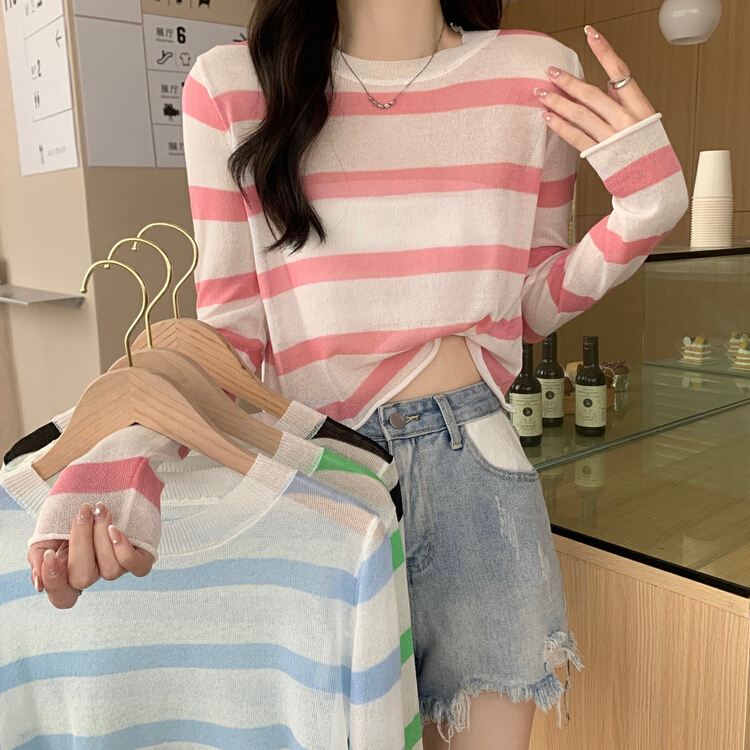 [f · P] stripe fashion loose sunscreen shirt 89039\hbx