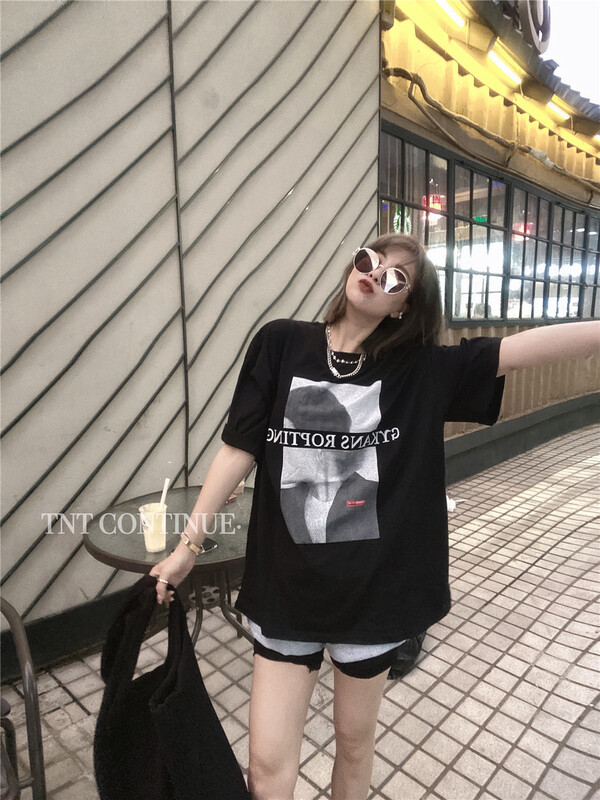 [TNT continue] round neck portrait print Pullover short sleeve T-shirt 312\l