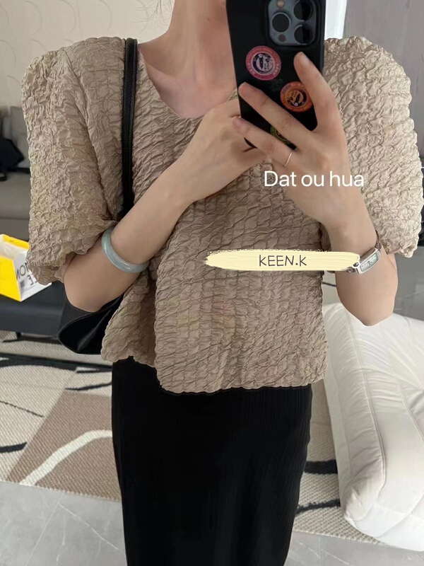 [keen k] simple solid color V-neck shirt s105\wtt