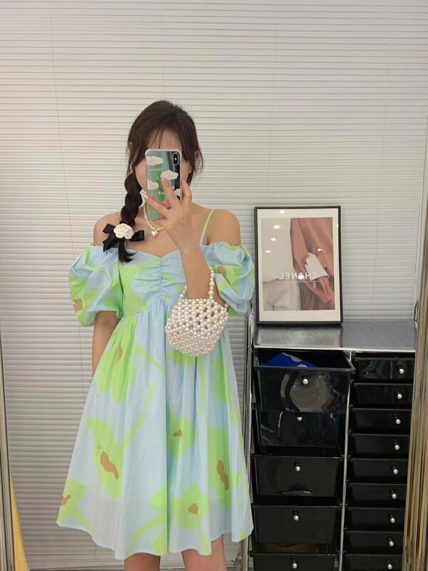 [v.studio] square neck floral soft dress 8838\zjy