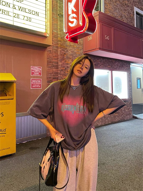 In early summer! [Shanzhu] Korean loose love printed short sleeve T-shirt 136\xyy