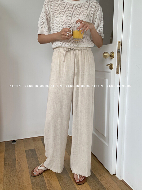 [Kittin] Korean elastic waist relaxed pants 9903-1\xyy