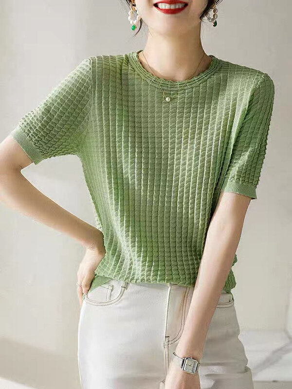 [huole] ice silk summer Korean loose and thin T-shirt 713\wtt