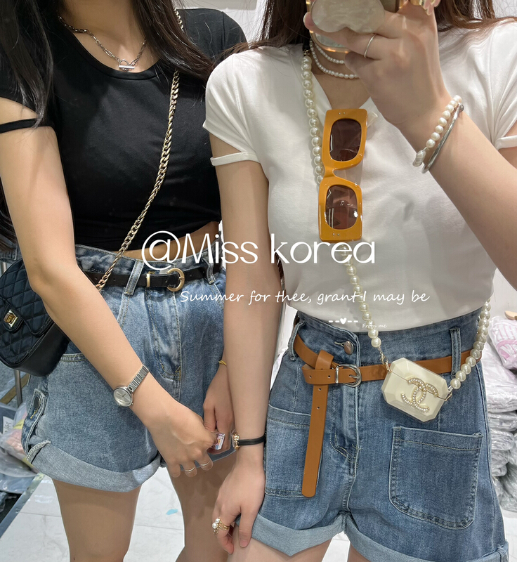 [Miss Korea] simple and versatile solid short sleeve T-shirt 6871\hbx