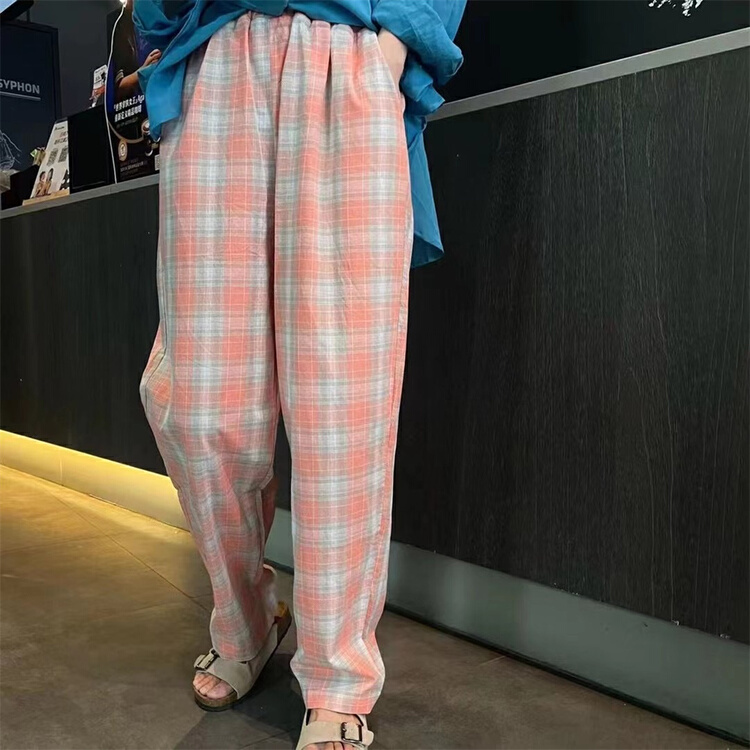 [replace] Korean loose check casual pants 10832\xyy