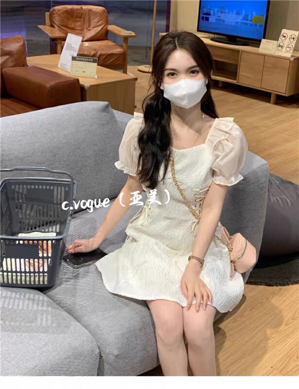[Asian American clothing] heavy industry design sense waist nail bead dress 3811\pcz