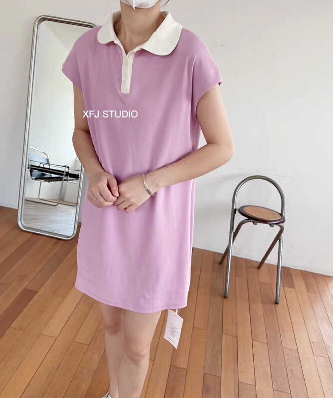 [Xiaofan family] Polo neck raglan sleeve versatile dress 8299\lsw
