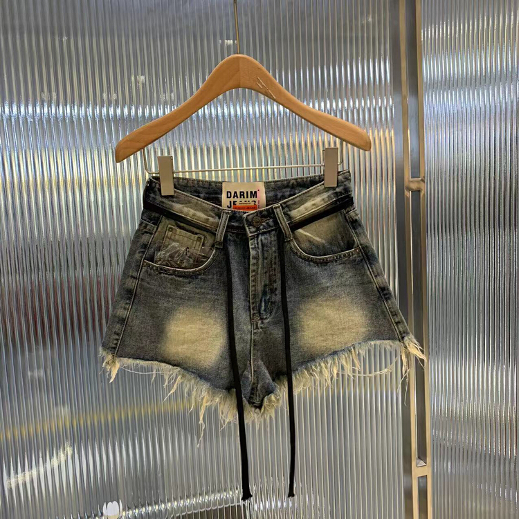 [by flow] simple and versatile denim shorts (with waist rope) w861\xyy