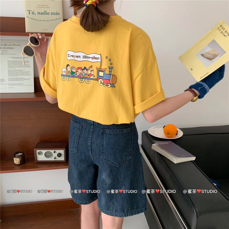 [rara] casual round neck train boys' printed short sleeve T-shirt 19106\lsl