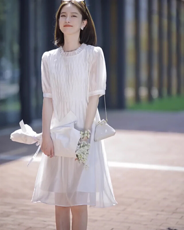 [Huaxi] Mori simple and pure Pleated Dress 9220\pcz