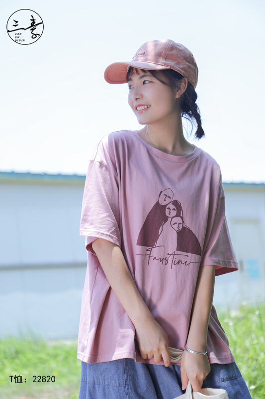 [original three element clothing] simple temperament printed short sleeve T-shirt 22820
