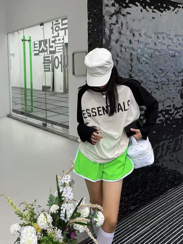 [Hello] contrast raglan sleeve letter printed loose sun shirt 9815-1\wtt