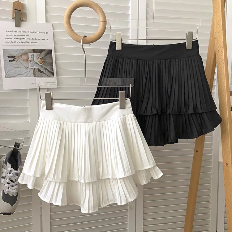 [Gangan] simple solid color versatile pleated skirt 2235\cl
