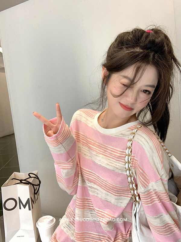 [y.jia EJA] gentle casual simple round neck long sleeve T-shirt 6150