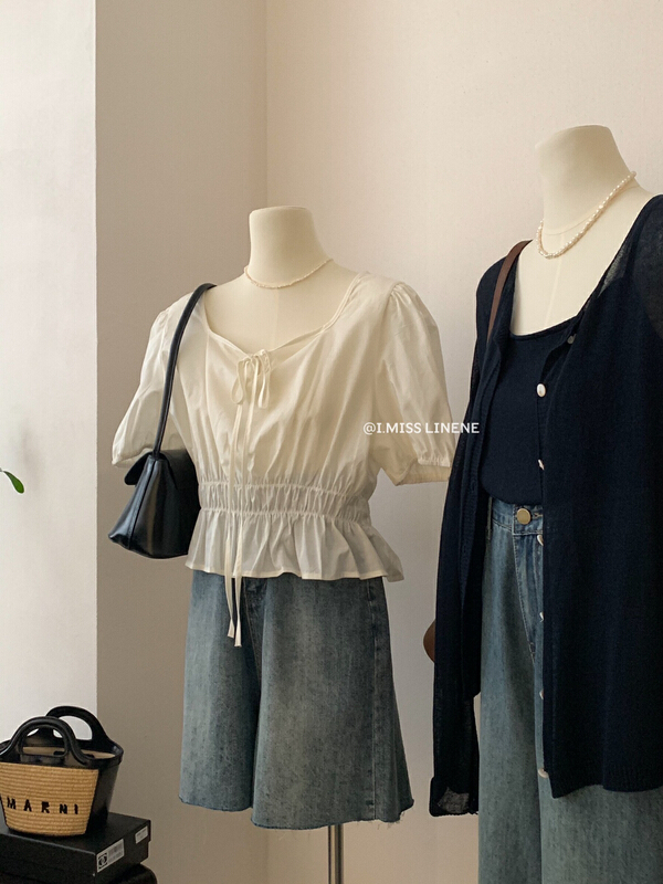 [Imiss] square neck versatile strap design shirt cx7095\lsw