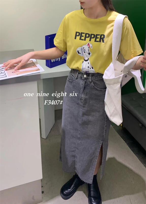 [1986] Korean round neck Dog Print short sleeve T-shirt 3407\xyy