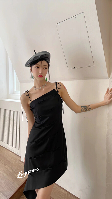 [lavame] irregular bowknot Sling Dress 7807\zxx