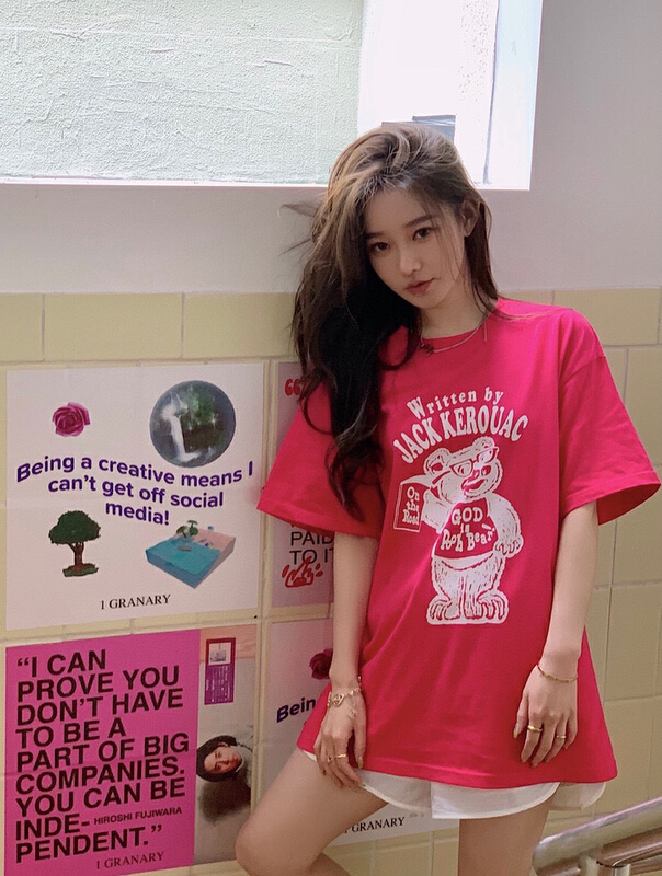 [wgwe] cartoon printing design sense of minority original ins fashion Korean Short Sleeve T-shirt 1803\pcz