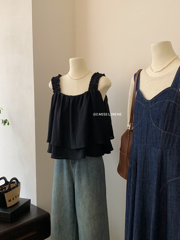 [Imiss] French soft double Ruffle tank / sling cx10113\lsw