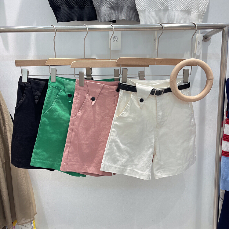 [S.J] high waist thin wide leg casual shorts (with belt) 2237\lsw