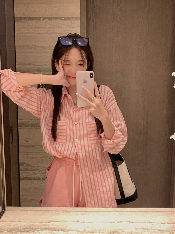 [y.jia EJA] Korean casual simple shirt and shorts set 9538