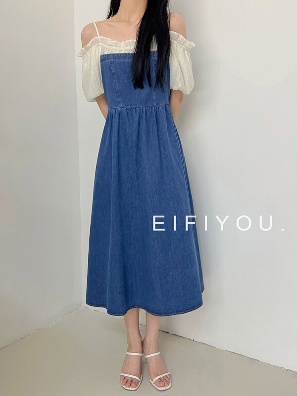 【EI FI YOU】韓版拼接牛仔顯瘦連衣裙  5098#  LSL