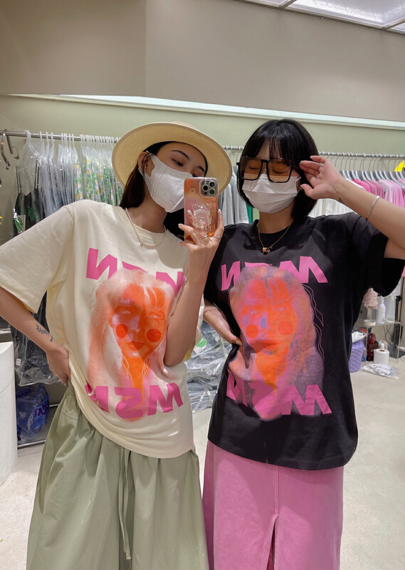 [attitude] round neck high street graffiti printed short sleeve T-shirt aq4522