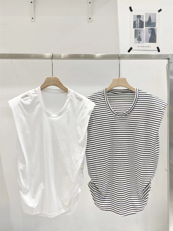 [td] striped sleeveless padded vest / sling t005031\xj