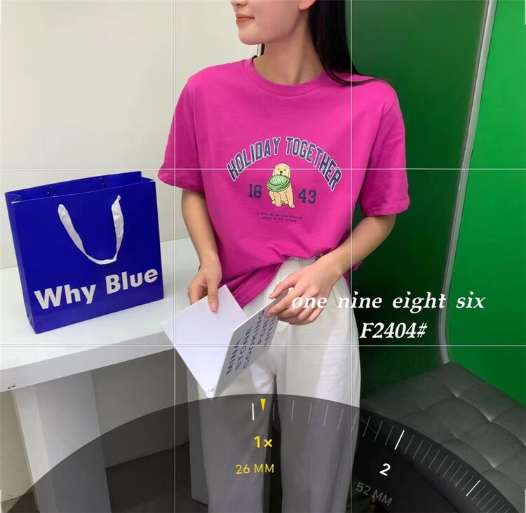 [1986] Korean puppy print versatile short sleeve T-shirt ys2-2404\xyy