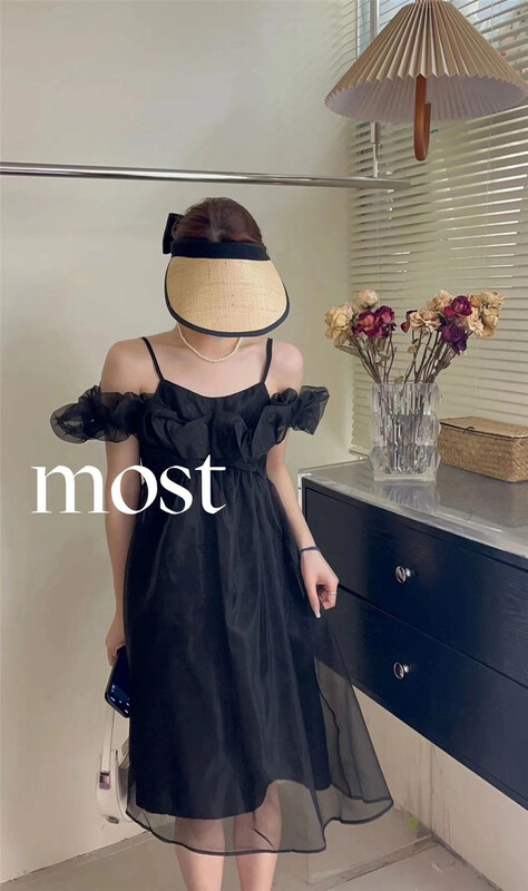 [Mr.Z] pure black princess off shoulder dress 97186\zjy