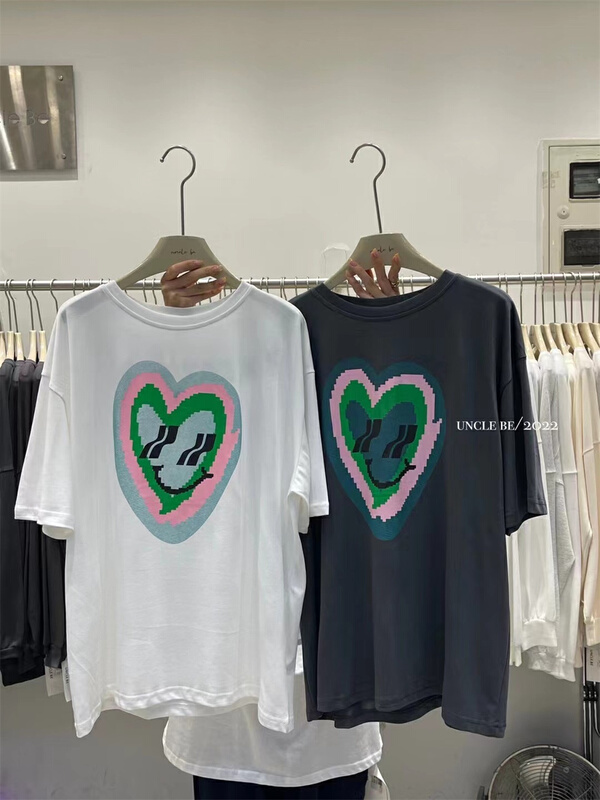 In early summer! [UNC be] Korean round neck love printed short sleeve T-shirt 3062\xyy