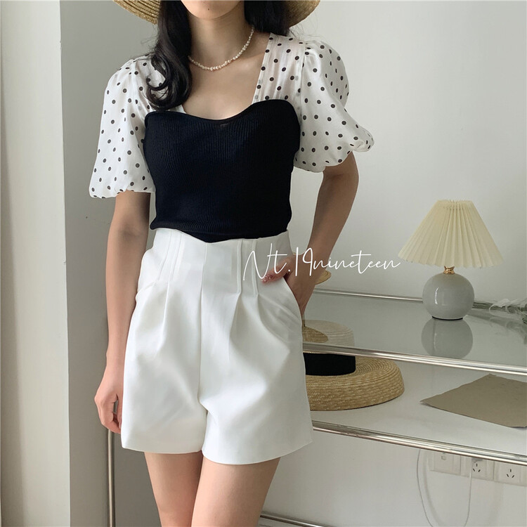 [19.nineteen] sweet foreign style slim wave Dot Shirt 5122\ll