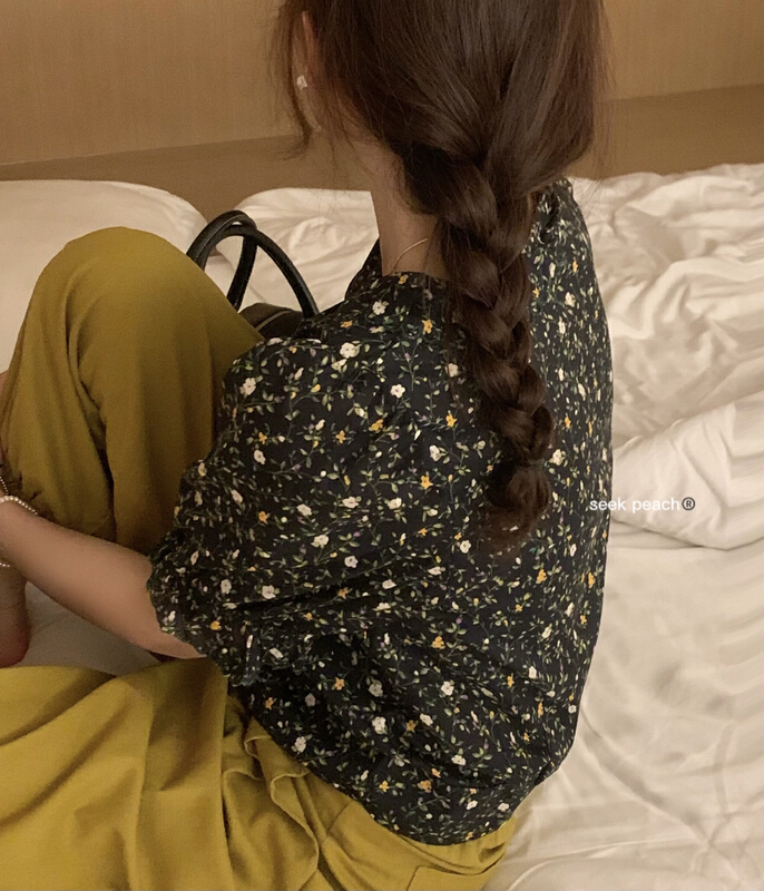 [seek peach] lady V-neck floral shirt 5365\ll