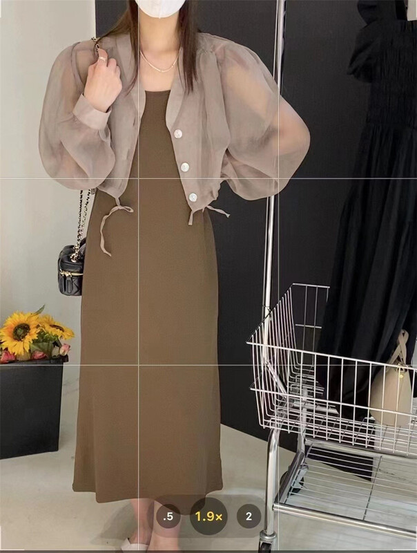 [jelly house] simple and versatile shirt + suspender lady dress set 9029\hbx